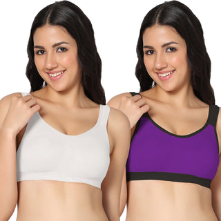 Sports-02 Non-Padded Full Coverage Sports bra (Pack of 2)